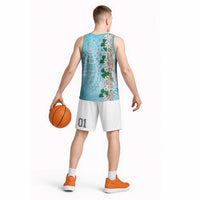 Cook Islands Tiare Maori With Conch Shell Basketball Jersey Pasifika Fest Polynesian Tattoo Turquoise LT14 - Polynesian Pride