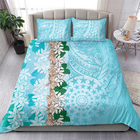 Cook Islands Tiare Maori With Conch Shell Bedding Set Pasifika Fest Polynesian Tattoo Turquoise LT14 - Polynesian Pride