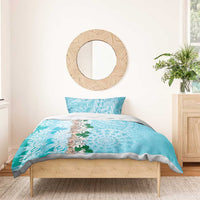 Cook Islands Tiare Maori With Conch Shell Bedding Set Pasifika Fest Polynesian Tattoo Turquoise LT14 - Polynesian Pride