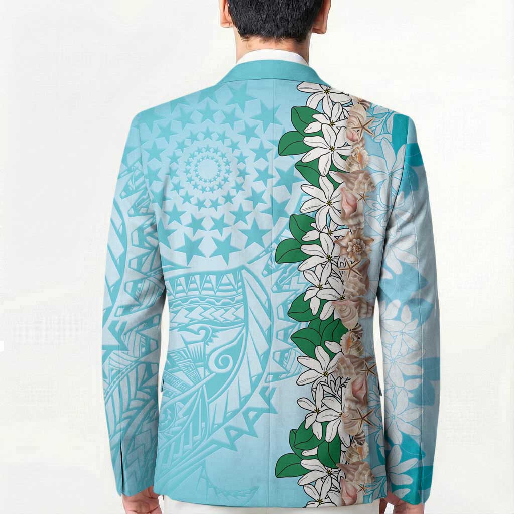 Cook Islands Tiare Maori With Conch Shell Blazer Pasifika Fest Polynesian Tattoo Turquoise