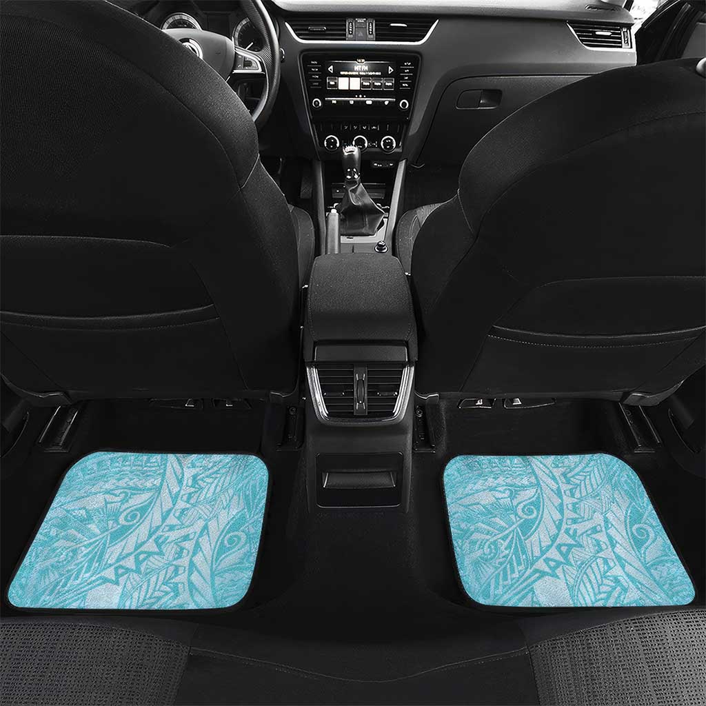 Cook Islands Tiare Maori With Conch Shell Car Mats Pasifika Fest Polynesian Tattoo Turquoise LT14 Set 2pcs - Back Turquoise - Polynesian Pride