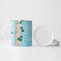 Cook Islands Tiare Maori With Conch Shell Ceramic Mug Pasifika Fest Polynesian Tattoo Turquoise LT14 - Polynesian Pride