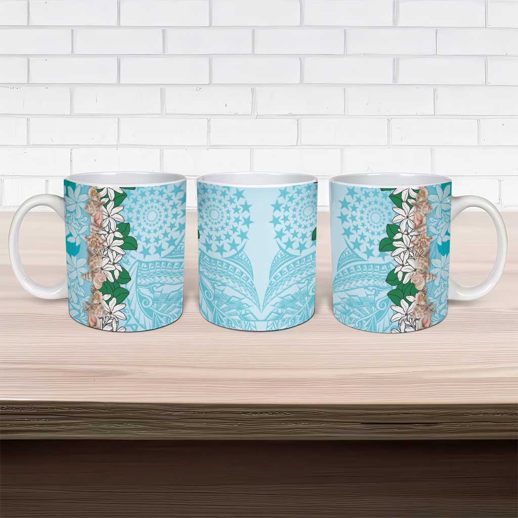 Cook Islands Tiare Maori With Conch Shell Ceramic Mug Pasifika Fest Polynesian Tattoo Turquoise LT14 - Polynesian Pride