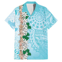 Cook Islands Tiare Maori With Conch Shell Family Matching Long Sleeve Bodycon Dress and Hawaiian Shirt Pasifika Fest Polynesian Tattoo Turquoise