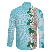 Cook Islands Tiare Maori With Conch Shell Family Matching Off Shoulder Maxi Dress and Hawaiian Shirt Pasifika Fest Polynesian Tattoo Turquoise