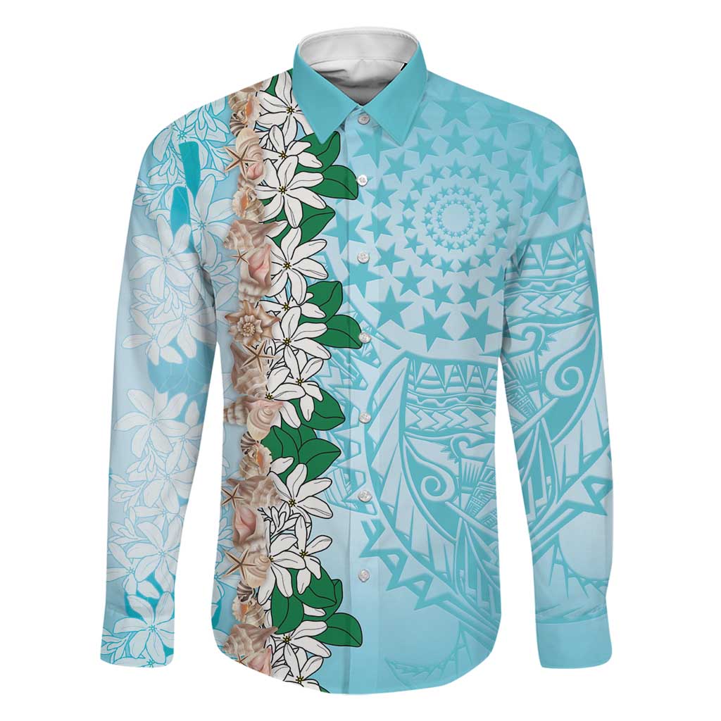 Cook Islands Tiare Maori With Conch Shell Family Matching Puletasi and Hawaiian Shirt Pasifika Fest Polynesian Tattoo Turquoise
