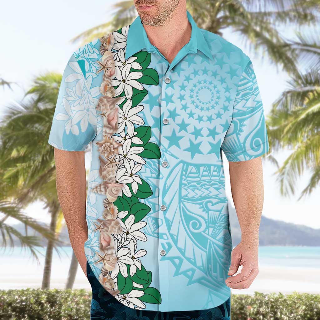 Cook Islands Tiare Maori With Conch Shell Hawaiian Shirt Pasifika Fest Polynesian Tattoo Turquoise LT14 - Polynesian Pride