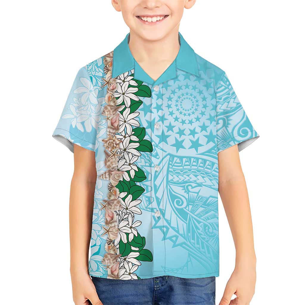 Cook Islands Tiare Maori With Conch Shell Hawaiian Shirt Pasifika Fest Polynesian Tattoo Turquoise LT14 - Polynesian Pride