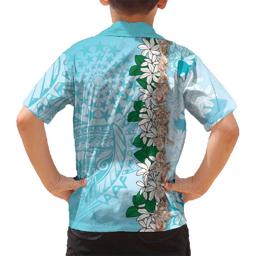 Cook Islands Tiare Maori With Conch Shell Hawaiian Shirt Pasifika Fest Polynesian Tattoo Turquoise LT14 - Polynesian Pride