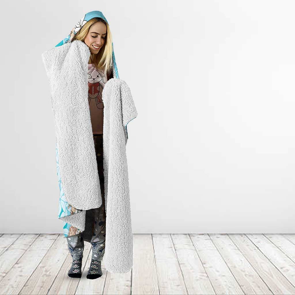 Cook Islands Tiare Maori With Conch Shell Hooded Blanket Pasifika Fest Polynesian Tattoo Turquoise LT14 - Polynesian Pride