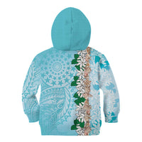 Cook Islands Tiare Maori With Conch Shell Kid Hoodie Pasifika Fest Polynesian Tattoo Turquoise LT14 - Polynesian Pride