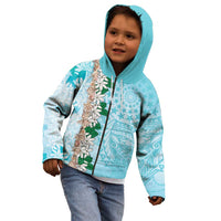 Cook Islands Tiare Maori With Conch Shell Kid Hoodie Pasifika Fest Polynesian Tattoo Turquoise LT14 - Polynesian Pride