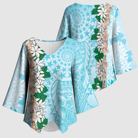 Cook Islands Tiare Maori With Conch Shell Kimono Sleeve Blouse Pasifika Fest Polynesian Tattoo Turquoise LT14 - Polynesian Pride