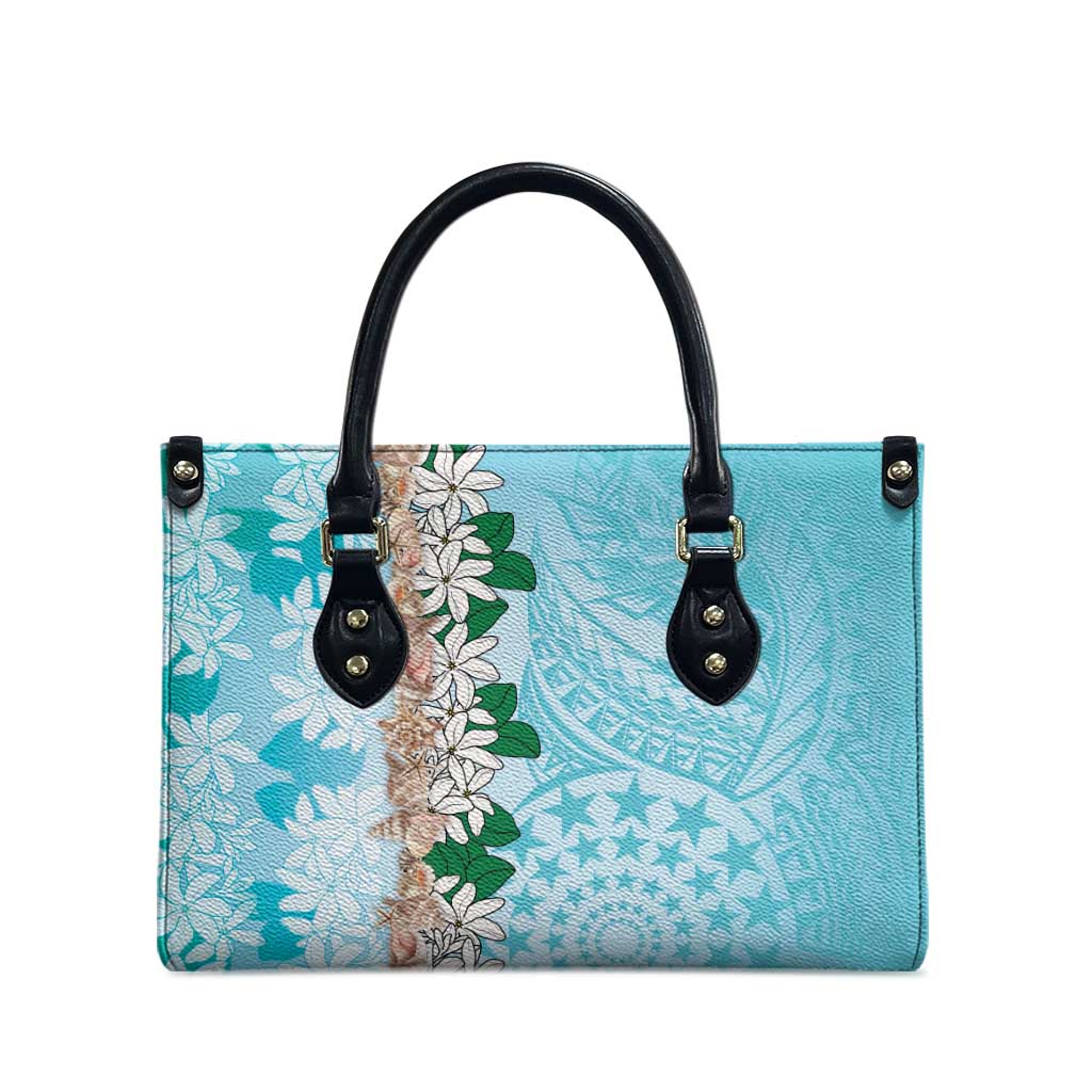 Cook Islands Tiare Maori With Conch Shell Leather Bag Pasifika Fest Polynesian Tattoo Turquoise LT14 - Polynesian Pride