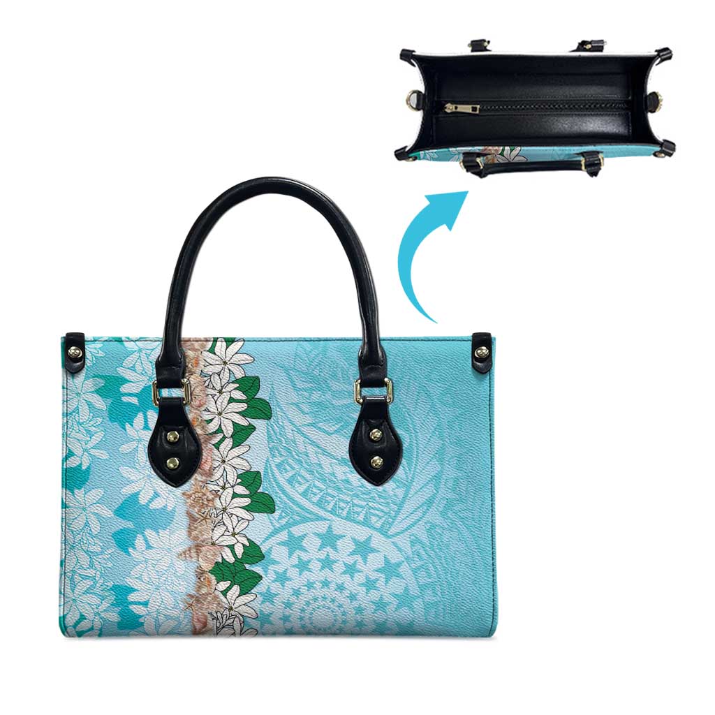 Cook Islands Tiare Maori With Conch Shell Leather Bag Pasifika Fest Polynesian Tattoo Turquoise LT14 - Polynesian Pride