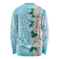 Cook Islands Tiare Maori With Conch Shell Long Sleeve Shirt Pasifika Fest Polynesian Tattoo Turquoise LT14 - Polynesian Pride