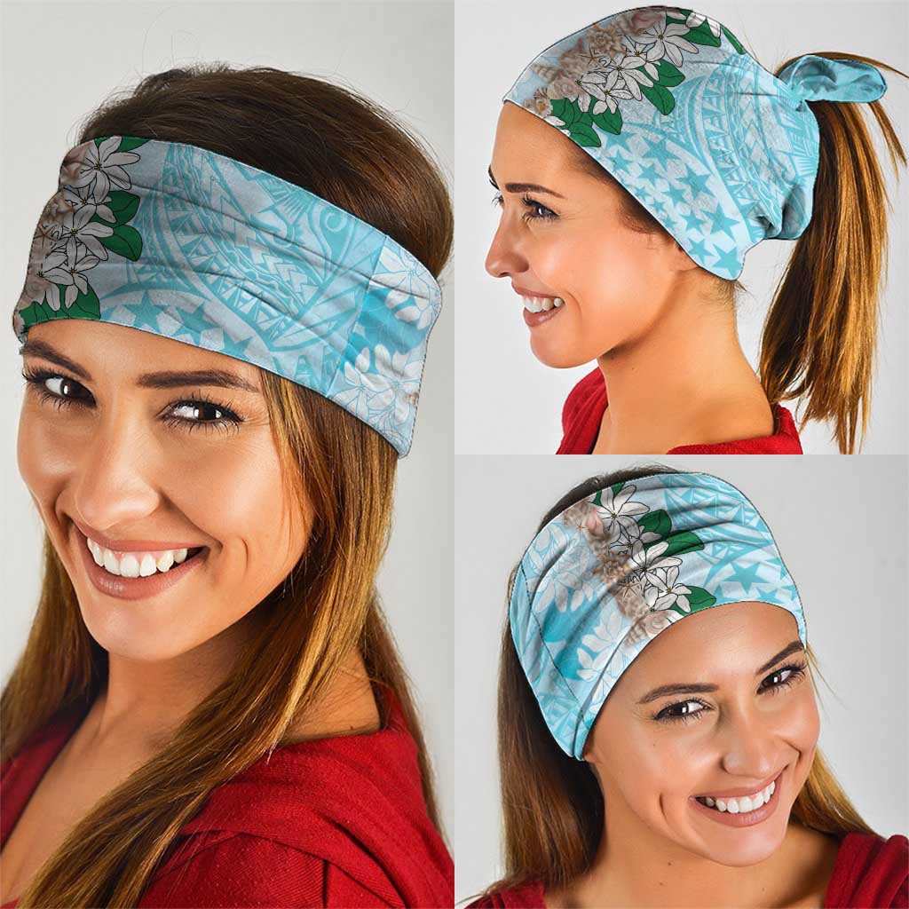 Cook Islands Tiare Maori With Conch Shell Neck Gaiter Pasifika Fest Polynesian Tattoo Turquoise LT14 - Polynesian Pride