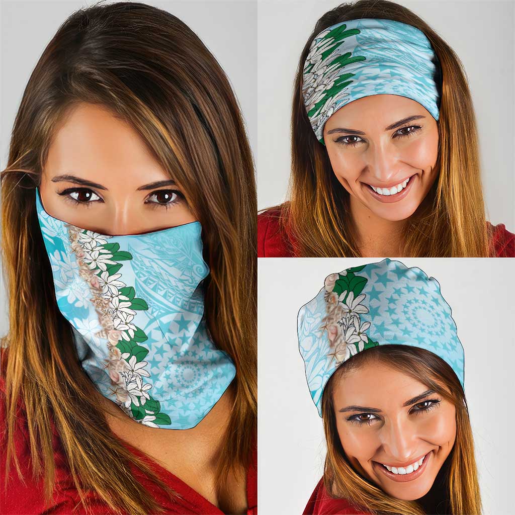 Cook Islands Tiare Maori With Conch Shell Neck Gaiter Pasifika Fest Polynesian Tattoo Turquoise LT14 - Polynesian Pride