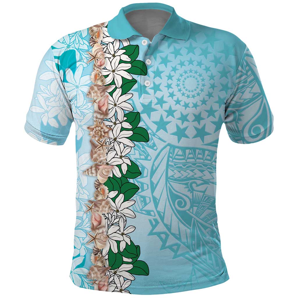 Cook Islands Tiare Maori With Conch Shell Polo Shirt Pasifika Fest Polynesian Tattoo Turquoise LT14 Turquoise - Polynesian Pride