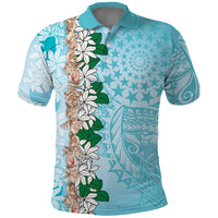 Cook Islands Tiare Maori With Conch Shell Polo Shirt Pasifika Fest Polynesian Tattoo Turquoise LT14 Turquoise - Polynesian Pride