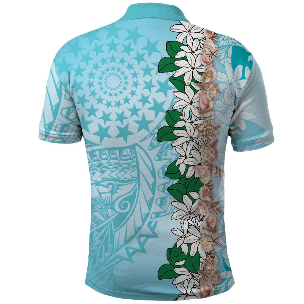 Cook Islands Tiare Maori With Conch Shell Polo Shirt Pasifika Fest Polynesian Tattoo Turquoise LT14 - Polynesian Pride