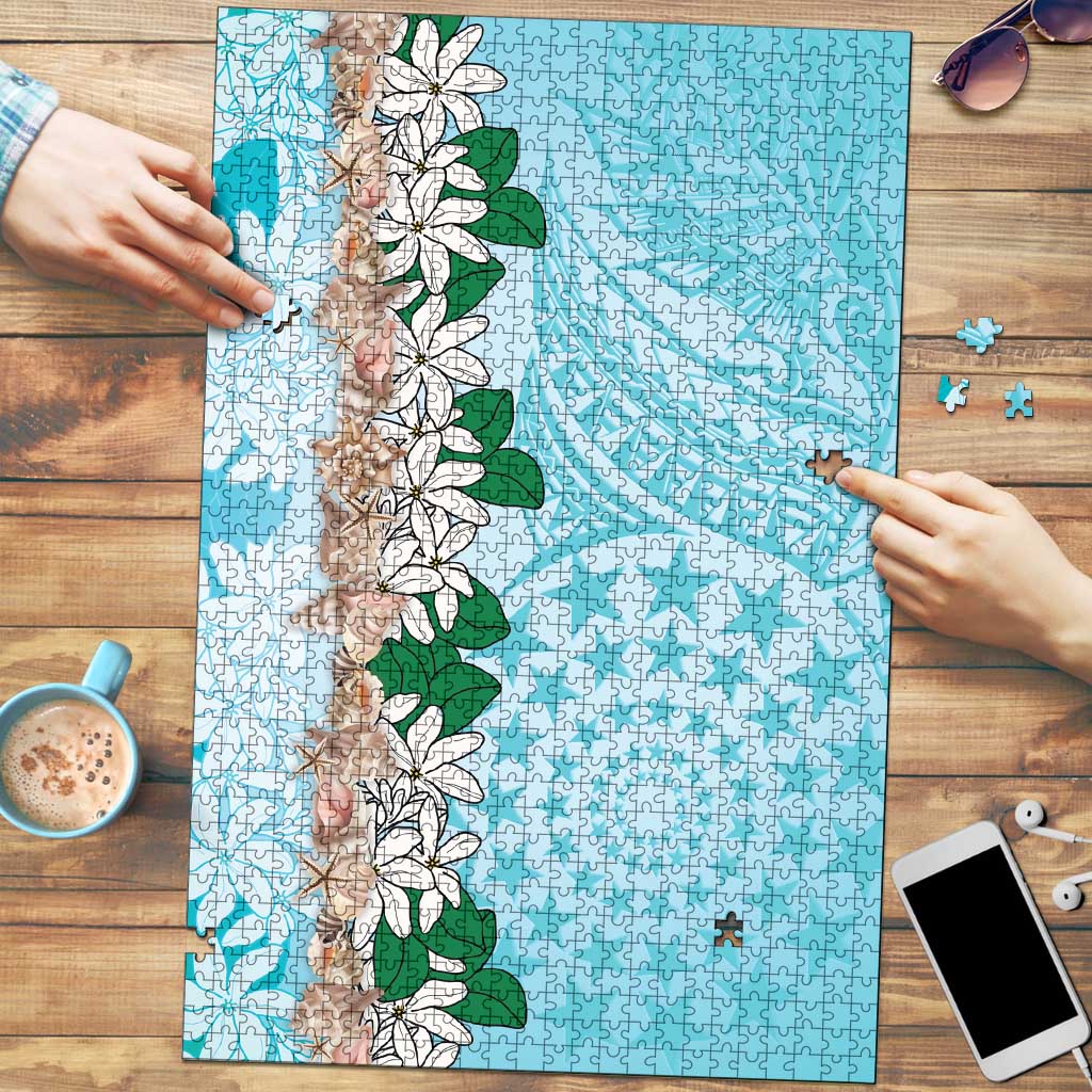 Cook Islands Tiare Maori With Conch Shell Puzzle Pasifika Fest Polynesian Tattoo Turquoise LT14 Turquoise - Polynesian Pride