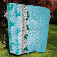 Cook Islands Tiare Maori With Conch Shell Quilt Pasifika Fest Polynesian Tattoo Turquoise LT14 - Polynesian Pride