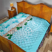 Cook Islands Tiare Maori With Conch Shell Quilt Pasifika Fest Polynesian Tattoo Turquoise LT14 - Polynesian Pride