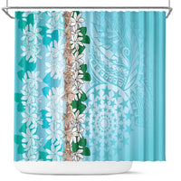 Cook Islands Tiare Maori With Conch Shell Shower Curtain Pasifika Fest Polynesian Tattoo Turquoise LT14 Turquoise - Polynesian Pride
