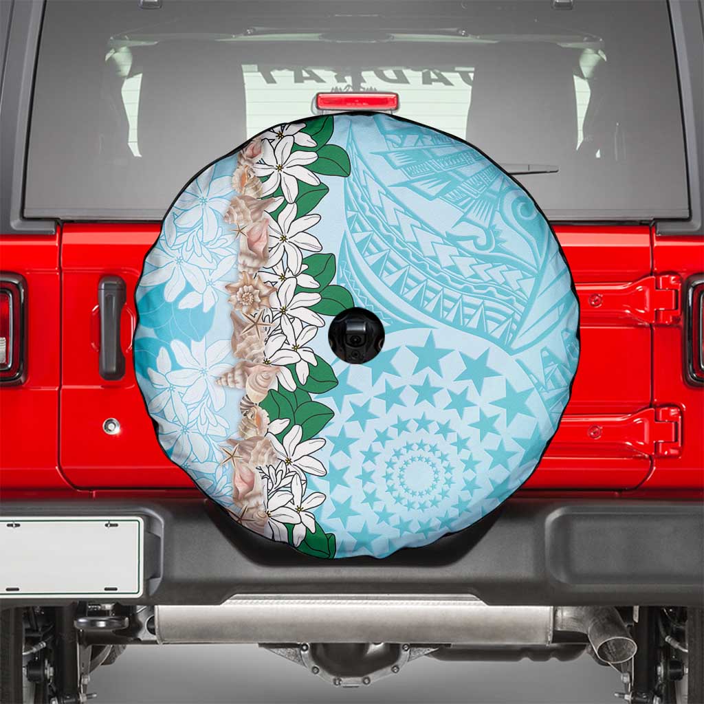 Cook Islands Tiare Maori With Conch Shell Spare Tire Cover Pasifika Fest Polynesian Tattoo Turquoise LT14 - Polynesian Pride