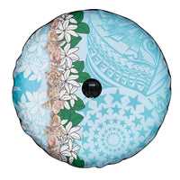 Cook Islands Tiare Maori With Conch Shell Spare Tire Cover Pasifika Fest Polynesian Tattoo Turquoise LT14 - Polynesian Pride