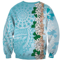 Cook Islands Tiare Maori With Conch Shell Sweatshirt Pasifika Fest Polynesian Tattoo Turquoise LT14 - Polynesian Pride