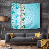 Cook Islands Tiare Maori With Conch Shell Tapestry Pasifika Fest Polynesian Tattoo Turquoise LT14 Turquoise - Polynesian Pride