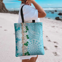 Cook Islands Tiare Maori With Conch Shell Tote Bag Pasifika Fest Polynesian Tattoo Turquoise LT14 - Polynesian Pride
