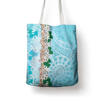 Cook Islands Tiare Maori With Conch Shell Tote Bag Pasifika Fest Polynesian Tattoo Turquoise LT14 - Polynesian Pride