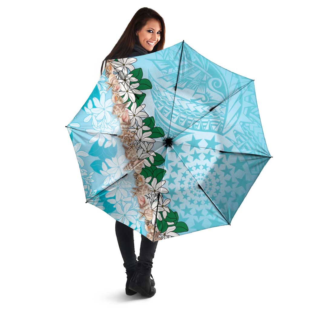 Cook Islands Tiare Maori With Conch Shell Umbrella Pasifika Fest Polynesian Tattoo Turquoise LT14 - Polynesian Pride