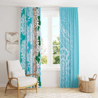 Cook Islands Tiare Maori With Conch Shell Window Curtain Pasifika Fest Polynesian Tattoo Turquoise LT14 - Polynesian Pride