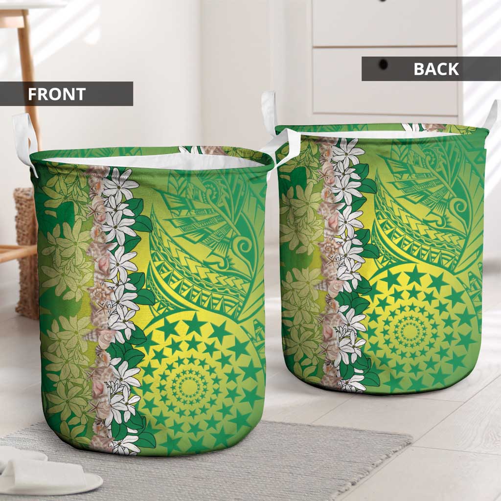 Cook Islands Tiare Maori With Conch Shell Laundry Basket Pasifika Fest Polynesian Tattoo Green LT14 - Polynesian Pride