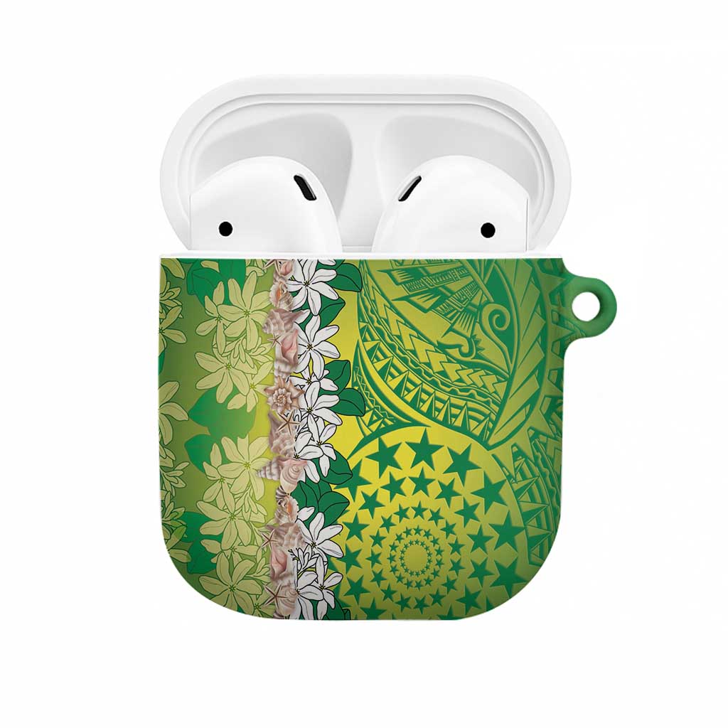 Cook Islands Tiare Maori With Conch Shell AirPods Case Pasifika Fest Polynesian Tattoo Green LT14 Green - Polynesian Pride