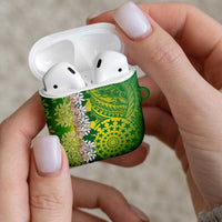 Cook Islands Tiare Maori With Conch Shell AirPods Case Pasifika Fest Polynesian Tattoo Green LT14 - Polynesian Pride