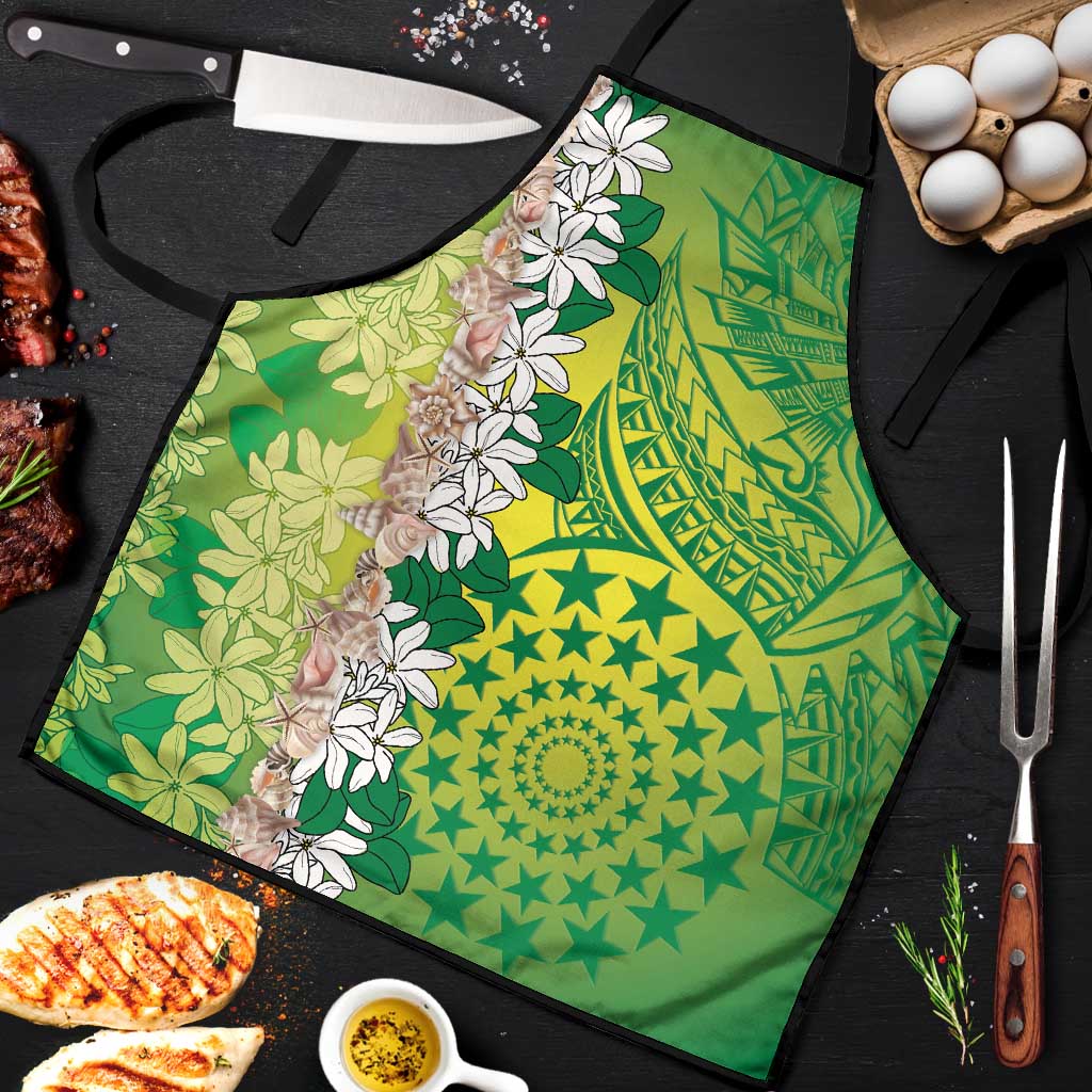 Cook Islands Tiare Maori With Conch Shell Apron Pasifika Fest Polynesian Tattoo Green LT14 Green - Polynesian Pride