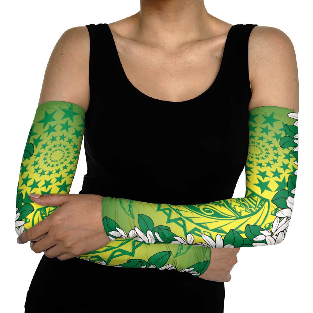 Cook Islands Tiare Maori With Conch Shell Arm Sleeves Pasifika Fest Polynesian Tattoo Green LT14 - Polynesian Pride