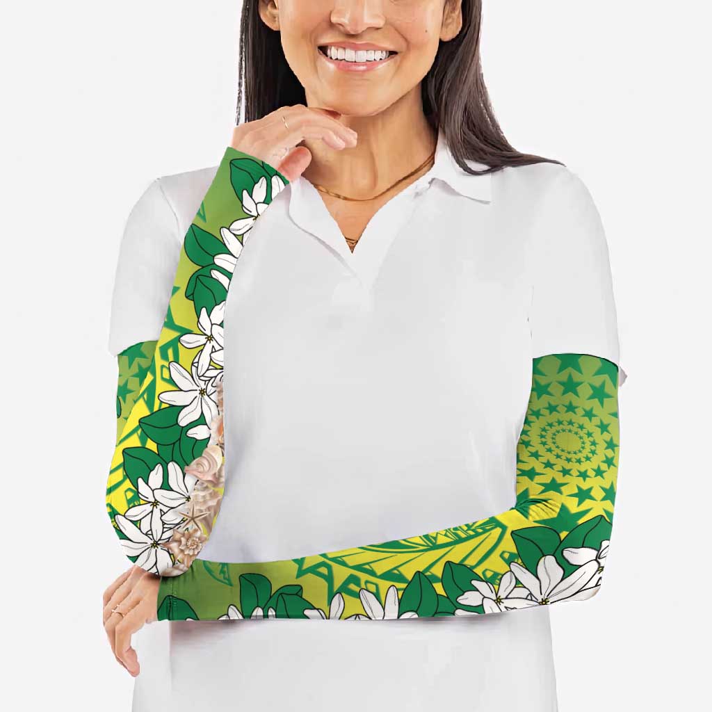 Cook Islands Tiare Maori With Conch Shell Arm Sleeves Pasifika Fest Polynesian Tattoo Green LT14 - Polynesian Pride