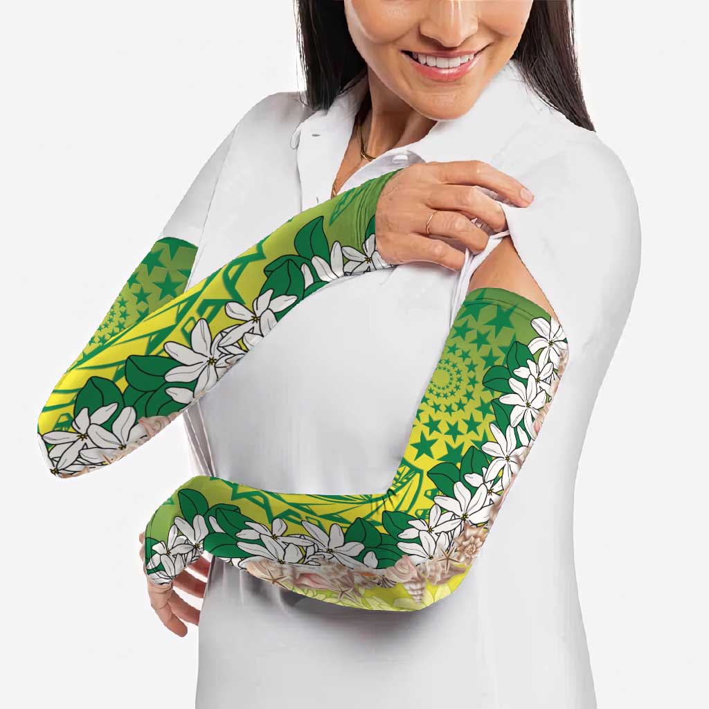 Cook Islands Tiare Maori With Conch Shell Arm Sleeves Pasifika Fest Polynesian Tattoo Green LT14 - Polynesian Pride