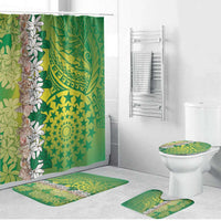 Cook Islands Tiare Maori With Conch Shell Bathroom Set Pasifika Fest Polynesian Tattoo Green LT14 Bathroom Set (4 pcs) Green - Polynesian Pride