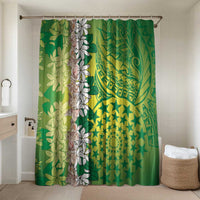 Cook Islands Tiare Maori With Conch Shell Bathroom Set Pasifika Fest Polynesian Tattoo Green LT14 Shower Curtain Only Green - Polynesian Pride