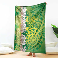 Cook Islands Tiare Maori With Conch Shell Blanket Pasifika Fest Polynesian Tattoo Green LT14 - Polynesian Pride