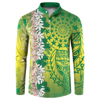 Cook Islands Tiare Maori With Conch Shell Button Sweatshirt Pasifika Fest Polynesian Tattoo Green LT14 Green - Polynesian Pride