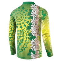 Cook Islands Tiare Maori With Conch Shell Button Sweatshirt Pasifika Fest Polynesian Tattoo Green LT14 - Polynesian Pride