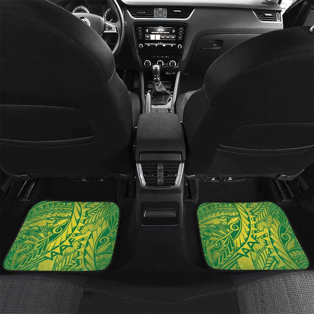 Cook Islands Tiare Maori With Conch Shell Car Mats Pasifika Fest Polynesian Tattoo Green LT14 Set 2pcs - Back Green - Polynesian Pride